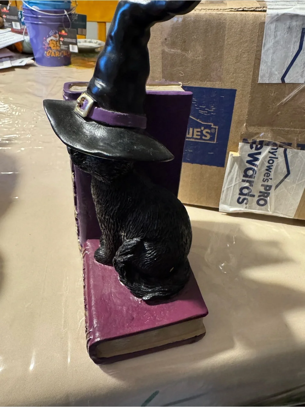 Ashland Black Cat Witch Bookend in Purple, Blue and Gold